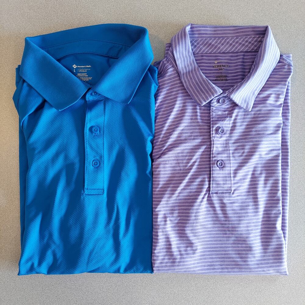 Member's Mark Performance Polo Shirt Mens Size Large 2 Pack Bundle